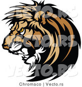 Vector of a Dominant Male Lion Mascot Growling While Staring with Intimidating Eyes by Chromaco