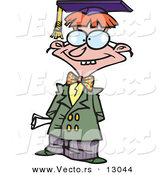 Vector of a Dorky Cartoon Teen Boy Graduate Posing by Toonaday