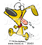 Vector of a Drooling Cartoon Dog Running Forward with an Excited Facial Expression by Toonaday