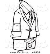 Vector of a Empty Cartoon Business Man Suit - Coloring Page Outline by Toonaday