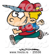 Vector of a Excited Cartoon Boy Running to or from School by Toonaday
