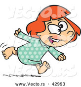 Vector of a Excited Cartoon Girl Running Fast in Her Pajamas by Toonaday