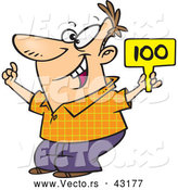 Vector of a Excited Cartoon Man Bidding with His Sign Raised up by Toonaday