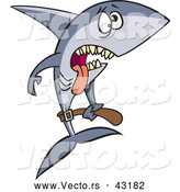Vector of a Exhausted Cartoon Anorexic Shark Starving and Underweight by Toonaday