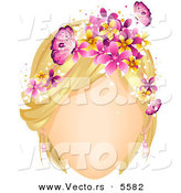 Vector of a Faceless White Girl with Butterflies and Flowers Decorating Her Blond Hair by BNP Design Studio