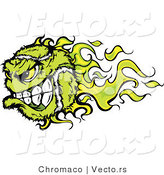 Vector of a Fast Flaming Tennis Ball Mascot by Chromaco