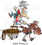 Vector of a Fast Horse Pulling an Old Fashioned Wood Wagon with an Excited Cowboy by Toonaday