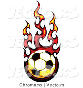 Vector of a Fast Soccer Ball Engulfed in Flames by Chromaco