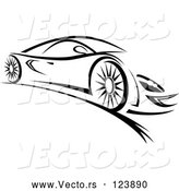 Vector of a Fast Sports Car - Black Lineart by Vector Tradition SM