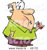 Vector of a Fat Cartoon Man Eating a Chocolate Candy Bar by Toonaday