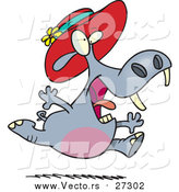 Vector of a Female Hippo Running in a New Hat by Toonaday