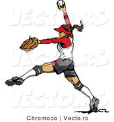 Vector of a Female Softball Baseball Pitcher Winding-Up to Throw Ball by Chromaco