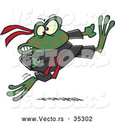 Vector of a Fierce Cartoon Ninja Frog Kicking by Toonaday
