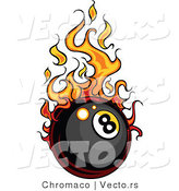 Vector of a Flaming Eight Ball Rolling Quickly by Chromaco