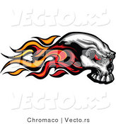 Vector of a Flaming Skull with Demonic Red Eyes by Chromaco