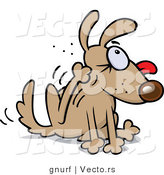Vector of a Flea Infested Dog Scratching Itchy Bites by Gnurf