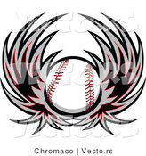 Vector of a Flying Baseball with Wings by Chromaco