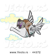 Vector of a Flying Cartoon Pilot Fish by Toonaday