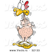Vector of a Freezing Cold Featherless Cartoon Chicken Shivering by Toonaday
