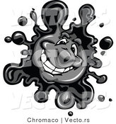 Vector of a Friendly Cartoon Black Ink Splatter Mascot by Chromaco
