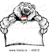 Vector of a Friendly Cartoon Polar Bear Holding a Blank Sign by Chromaco