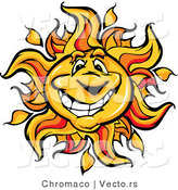 Vector of a Friendly Cartoon Sun Mascot with Big Smile by Chromaco