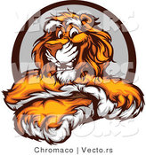 Vector of a Friendly Cartoon Tiger Mascot with Crossed Paws by Chromaco