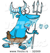 Vector of a Frozen Cartoon Faun with a Trident by Toonaday
