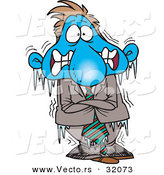 Vector of a Frozen Cold Cartoon Businessman by Toonaday