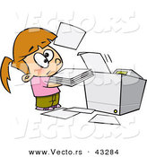 Vector of a Frusterated Cartoon Girl Trying to Use a Complicated Copier Machine by Toonaday