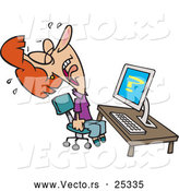 Vector of a Frusterated Cartoon Woman Screaming and Crying at Her Messed up Computer Errors by Toonaday