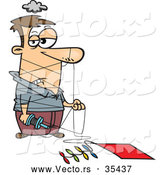 Vector of a Frustrated Cartoon Man Tangled in Kite String by Toonaday