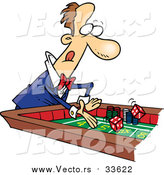 Vector of a Gambling Man Playing Craps Table - Cartoon Design by Toonaday