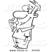 Vector of a Giddy Cartoon Man Eating a Lolipop - Coloring Page Outline by Toonaday