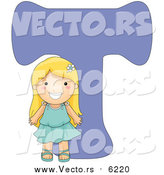 Vector of a Girl Beside Alphabet Letter T by BNP Design Studio