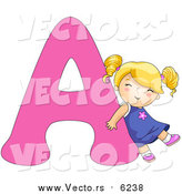 Vector of a Girl Leaning on Alphabet Letter a by BNP Design Studio