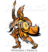 Vector of a Gold Spartan Battling with Spear by Chromaco