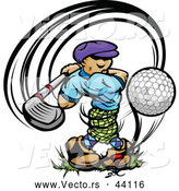 Vector of a Golfer Teeing off with a Great Swing by Chromaco
