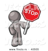 Vector of a Gray Man Holding a Red Stop Sign by Leo Blanchette