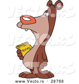 Vector of a Greedy Bear Gripping Honey Jar - Cartoon Style by Toonaday