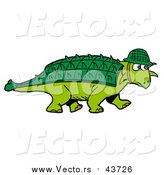 Vector of a Green Armored Dinosaur with a Spiked Back Plate, Wearing a Hat by LaffToon