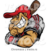 Vector of a Grinning Baseball Player Batting by Chromaco