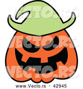 Vector of a Grinning Cartoon Halloween Jackolantern Scarecrow by Zooco