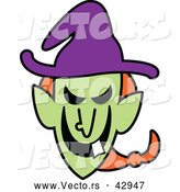 Vector of a Grinning Cartoon Halloween Witch with One Tooth by Zooco
