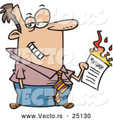 Vector of a Grinning Cartoon Man Burning Mortgage Contract by Toonaday