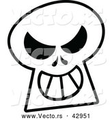 Vector of a Grinning Cartoon Skull - Outline by Zooco