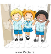 Vector of a Group of Happy School Kids in Their Uniforms by BNP Design Studio