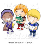 Vector of a Group of Happy School Kids Standing with Books by BNP Design Studio