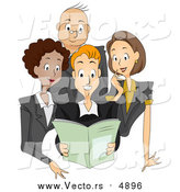 Vector of a Group of Young Adults Looking at a Magazine Together by BNP Design Studio