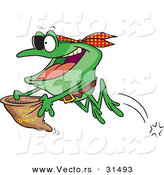 Vector of a Halloween Cartoon Pirate Frog Trick-or-Treating by Toonaday